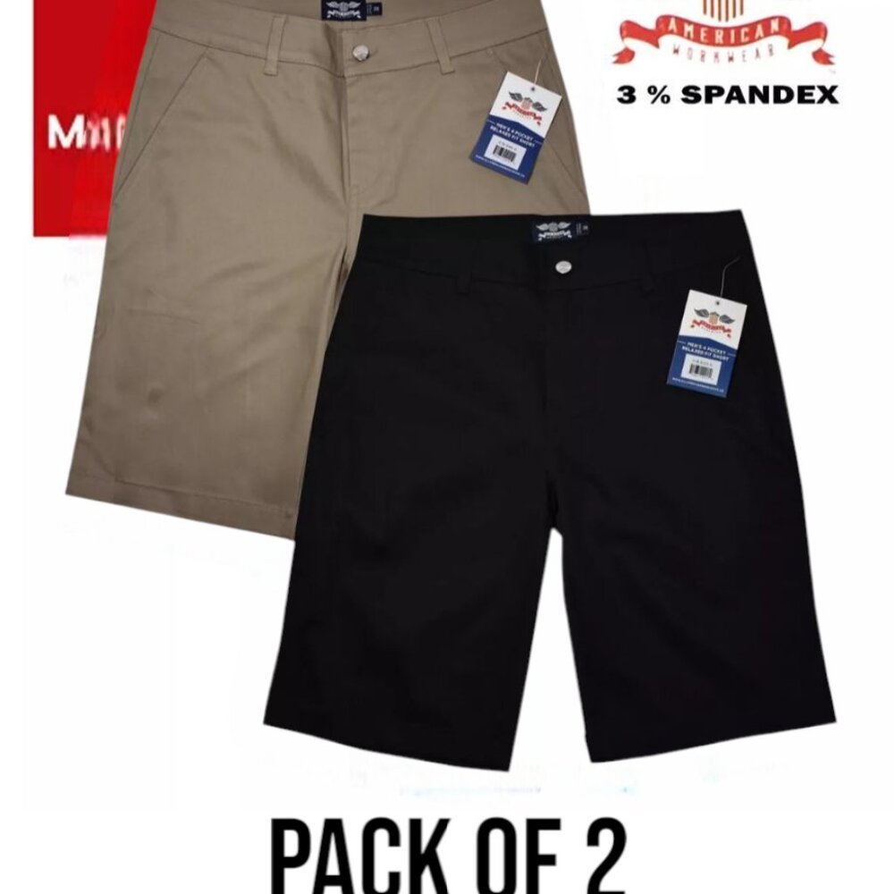 Men's Shorts 2 PACK -Twill stretch-FITTED -Gulf-tennis-3% Spandex - Relaxed-NWT